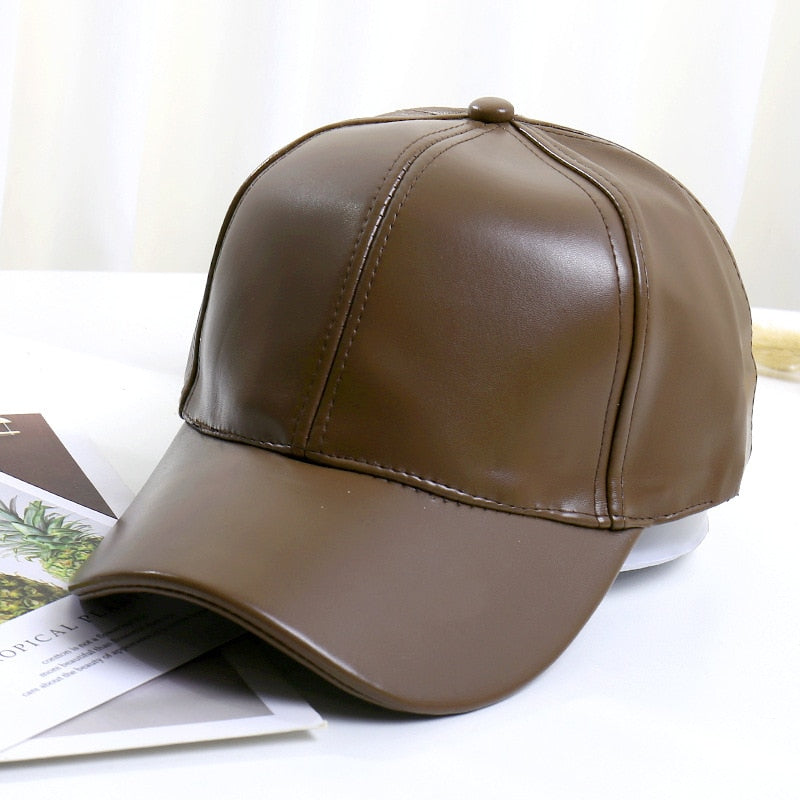 NEW Adult Faux Leather Baseball Cap Adjustable