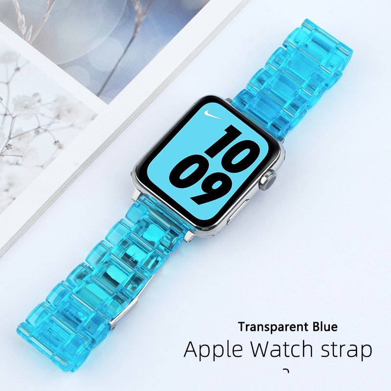 Transparent Resin Apple Watch Band for Apple Watch 7 6 5 4 45mm 42/44mm Strap