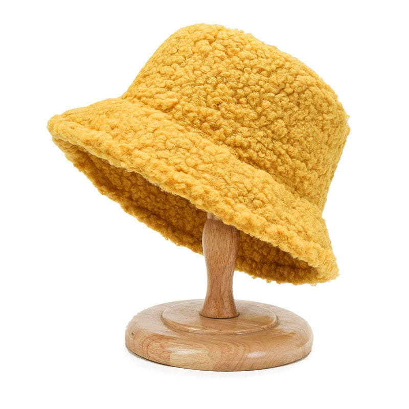 NEW Lamb Faux Fur Bucket Hat Winter Warm Hats