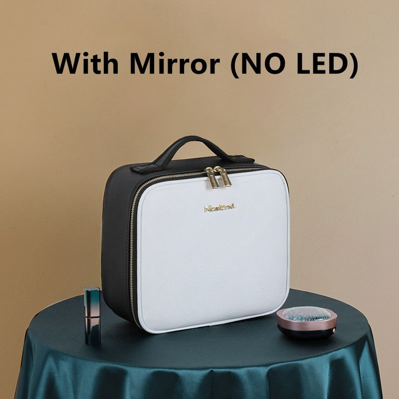 LED Portable Cosmetic Case with Mirror Cosmetic Bag Large Capacity Fashion