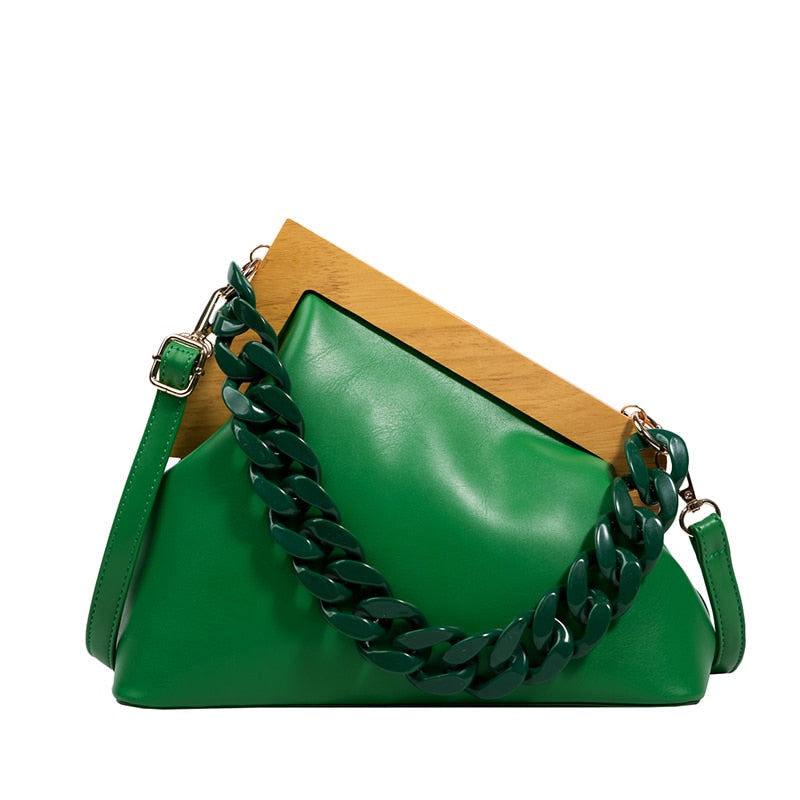 Handbag Thick Chain Triangle Crossbody Purse