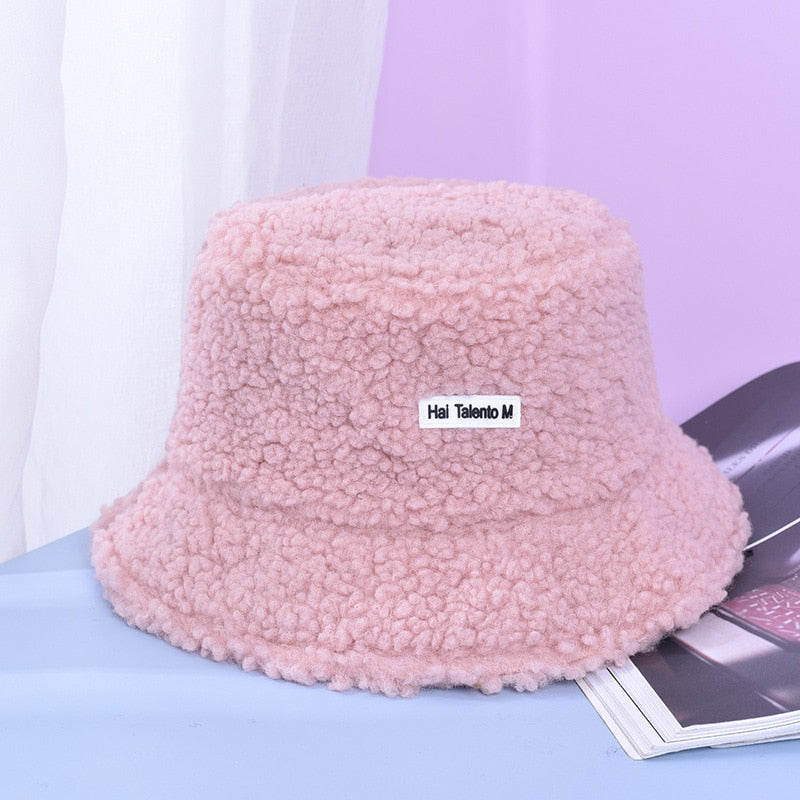 NEW Lamb Faux Fur Bucket Hat Winter Warm Hats