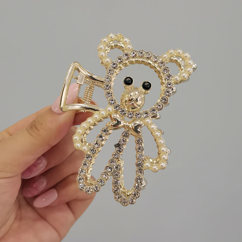 New Metal Bear Hollow  Hair Clip