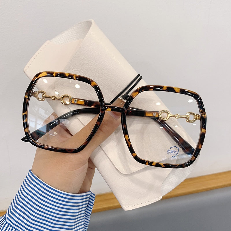 New Oversized Square Eyeglasses Woman Men  Blue Light-blocking Eyewear