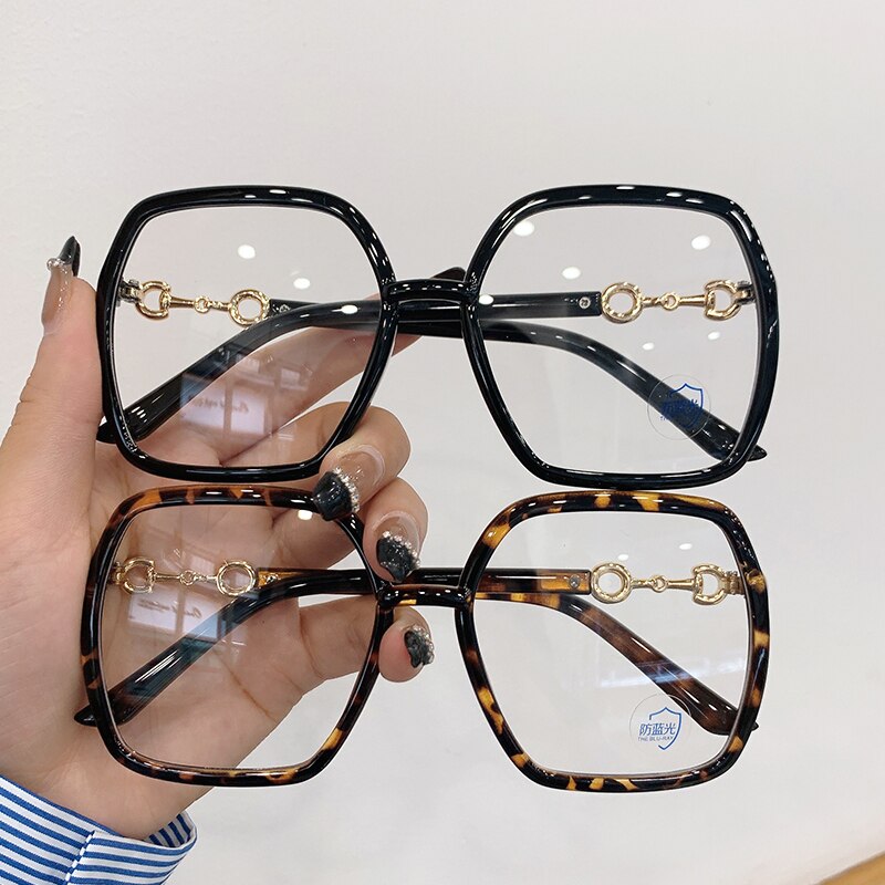 New Oversized Square Eyeglasses Woman Men  Blue Light-blocking Eyewear