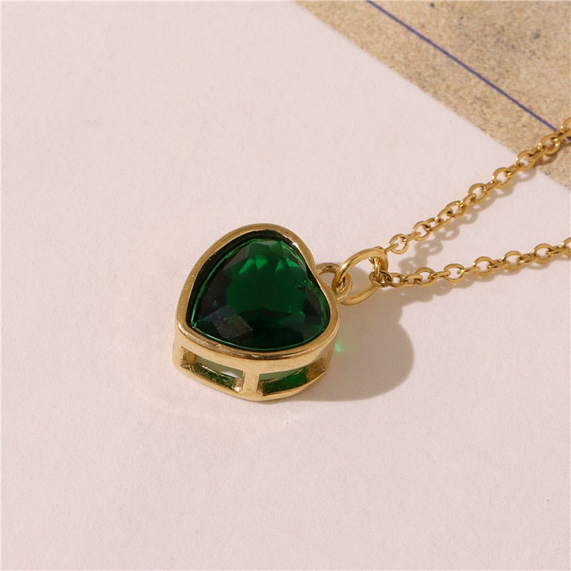 Pendant Green Stone Gold Necklace