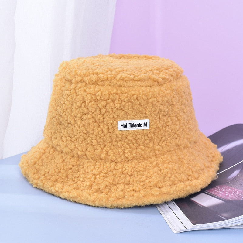 NEW Lamb Faux Fur Bucket Hat Winter Warm Hats