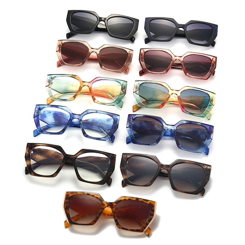 Fashion Brand Square Sunglasses Trend Unique Design Cat Eye