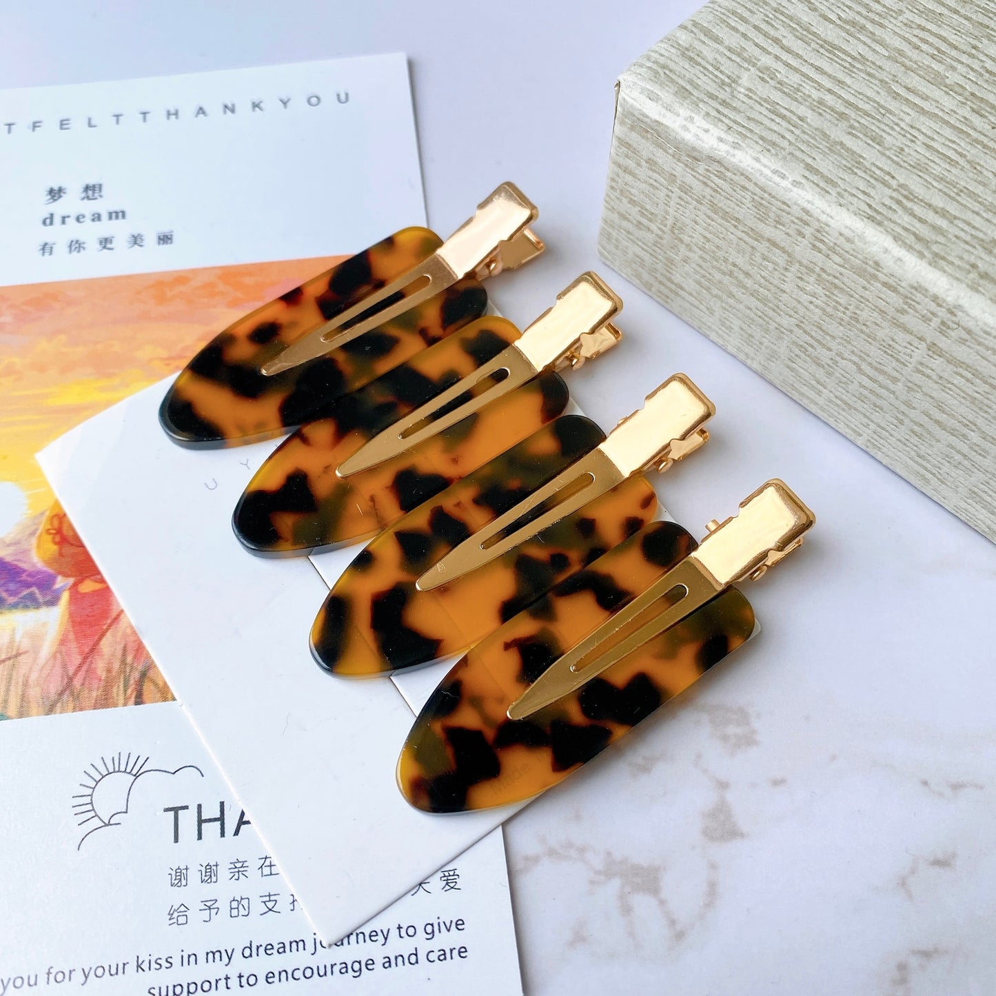 NEW 4 Pcs Simple Leopard Seamless Hair Duckbill Clip Hairpins Hair Styling Tool