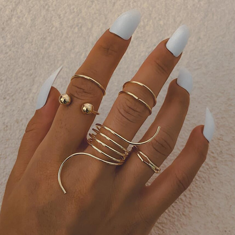 Gold Bohemian Rings Set