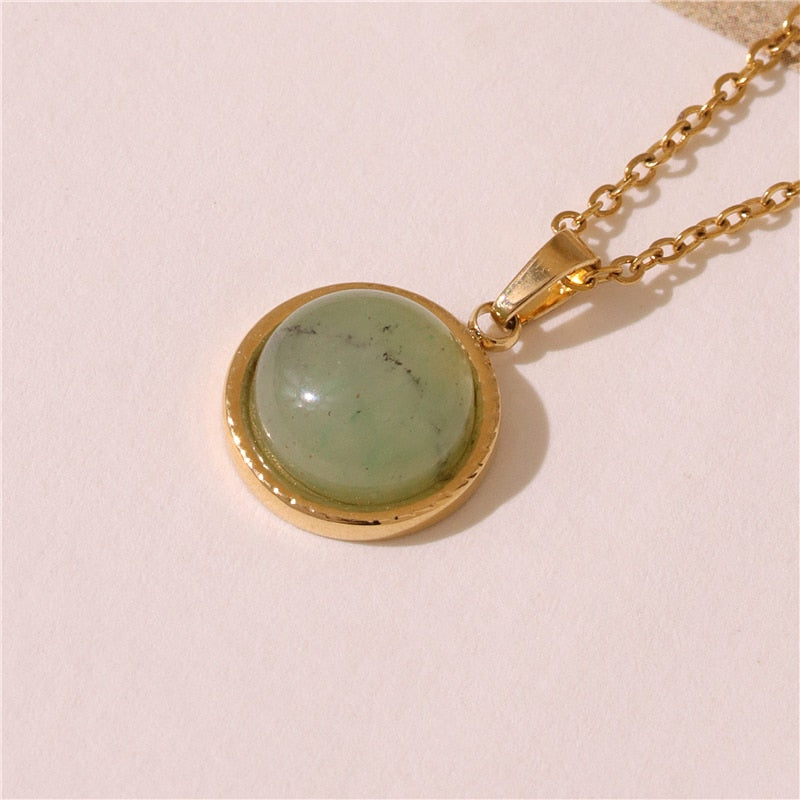 Pendant Green Stone Gold Necklace