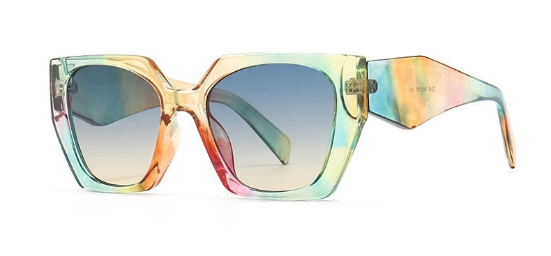 Fashion Brand Square Sunglasses Trend Unique Design Cat Eye