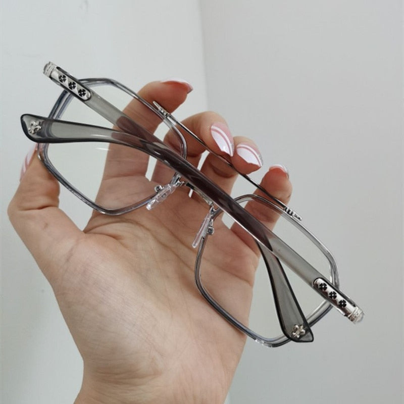 NEW Double Bridge Square Anti-blue Light Glasses Women Men Vintage