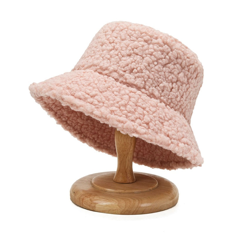 NEW Lamb Faux Fur Bucket Hat Winter Warm Hats