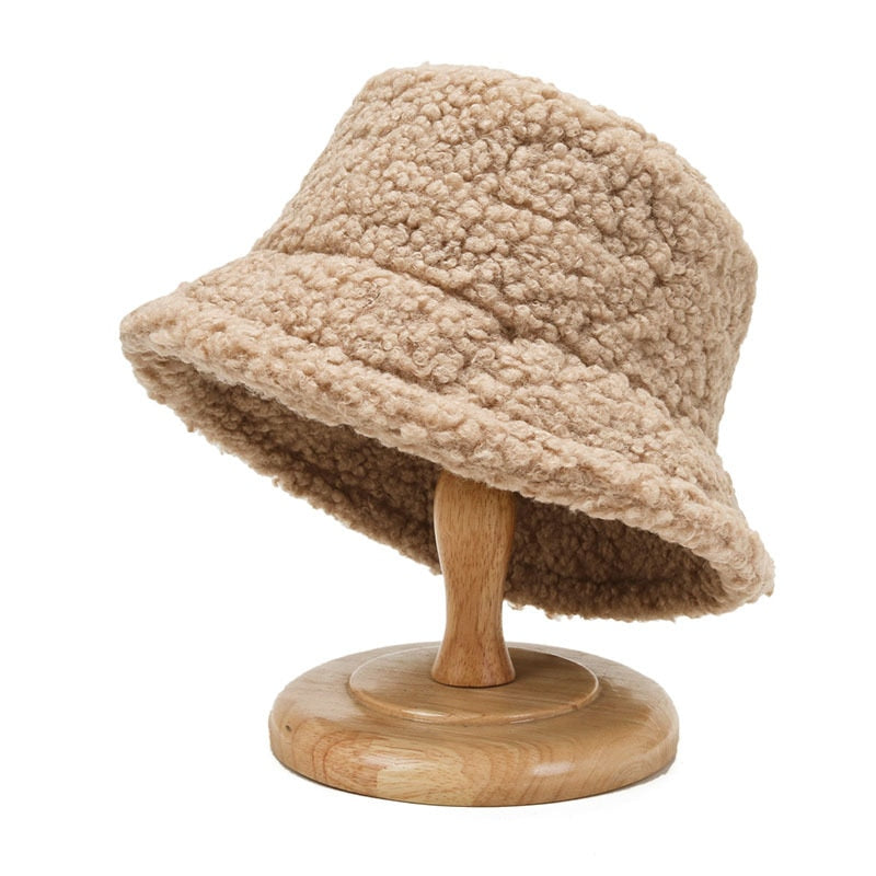 NEW Lamb Faux Fur Bucket Hat Winter Warm Hats