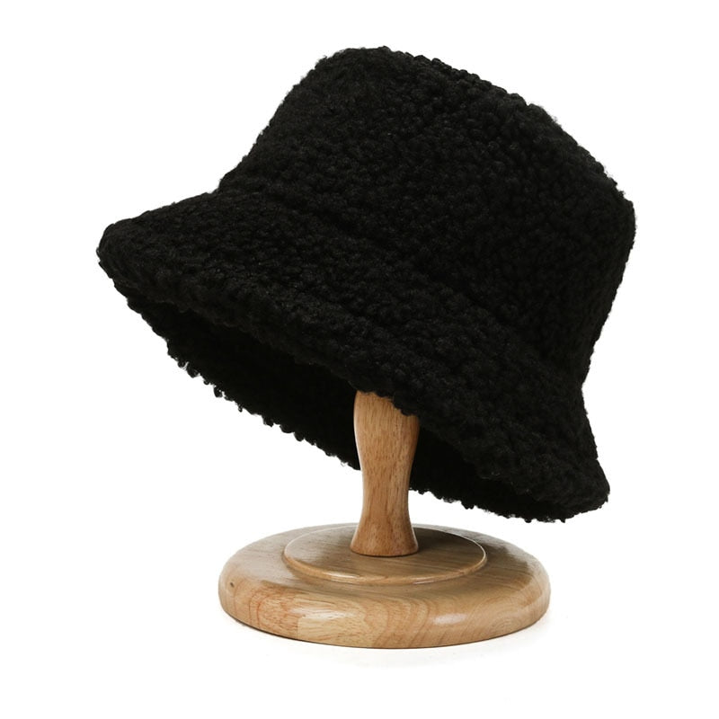 NEW Lamb Faux Fur Bucket Hat Winter Warm Hats