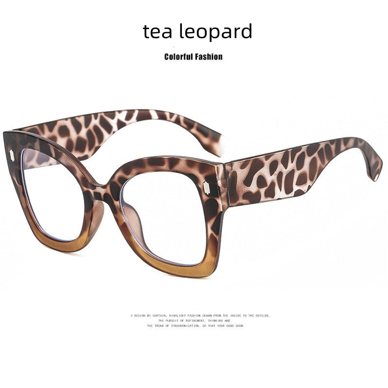 Vintage Leopard Print Frame Glasses Anti Blue Light