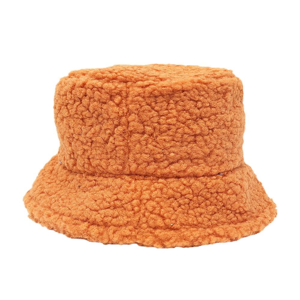 NEW Lamb Faux Fur Bucket Hat Winter Warm Hats