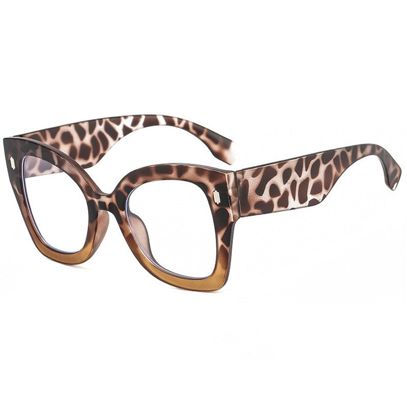 Vintage Leopard Print Frame Glasses Anti Blue Light