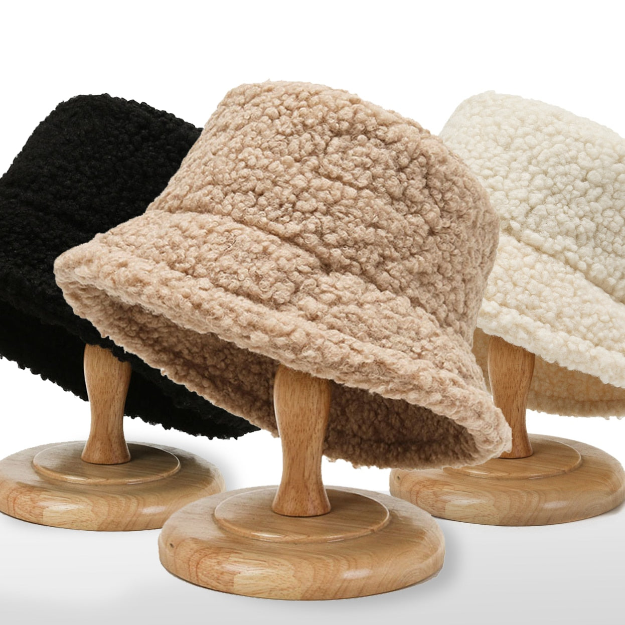 NEW Lamb Faux Fur Bucket Hat Winter Warm Hats