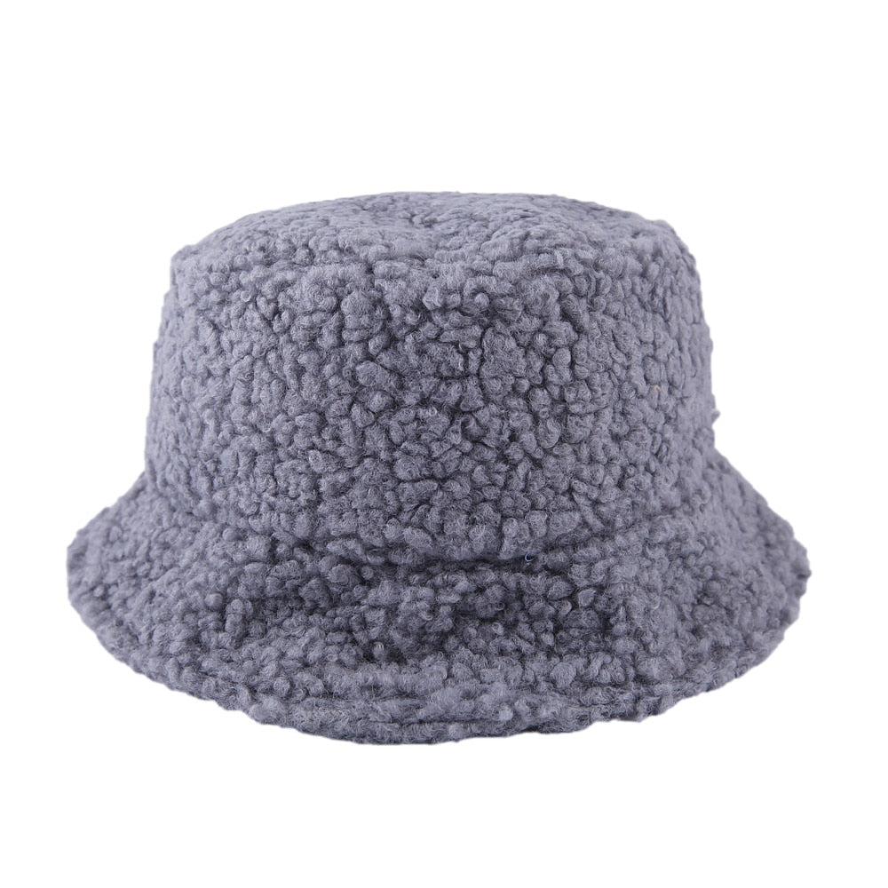 NEW Lamb Faux Fur Bucket Hat Winter Warm Hats