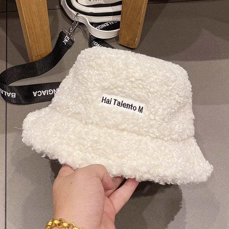 NEW Lamb Faux Fur Bucket Hat Winter Warm Hats