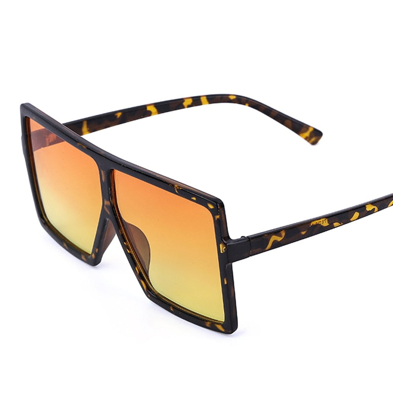 Oversized Square Sunglasses Women New Trendy Flat Top  Gradient Shades UV400