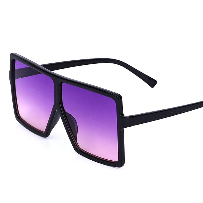 Oversized Square Sunglasses Women New Trendy Flat Top  Gradient Shades UV400