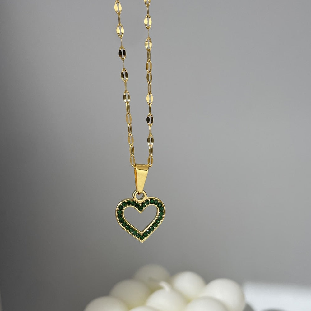 Pendant Green Stone Gold Necklace